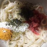 めんたいバター釜玉うどん